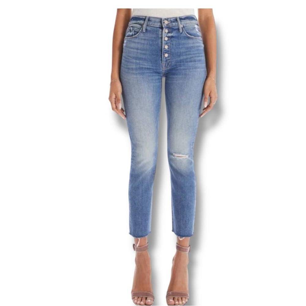 MOTHER High Rise Light Blue Button-Fly Jeans - Picture 6 of 16